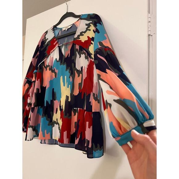 Crosby Colorful Puff Long Sleeve Top Sz S - Picture 2 of 5